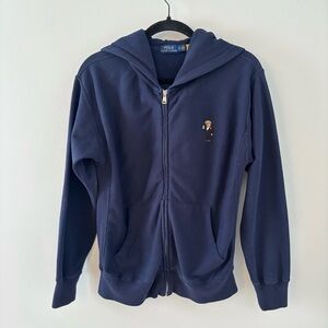 Polo Ralph Lauren Men’s Bear Full-Zip Hoodie Zip-Up Hood Fleece Navy Blue
